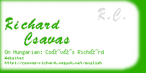 richard csavas business card